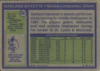 1972 Topps #202 Garland Boyette Back
