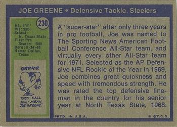 1972 Topps #230 Joe Greene Back