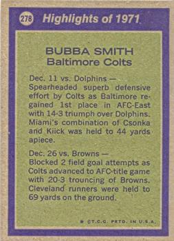 1972 Topps #278 Bubba Smith Back