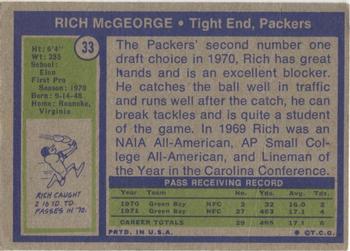 1972 Topps #33 Rich McGeorge Back