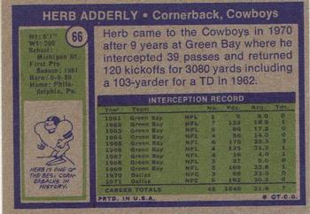 1972 Topps #66 Herb Adderley Back