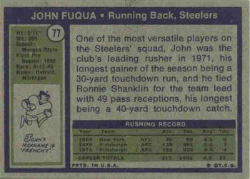 1972 Topps #77 John Fuqua Back