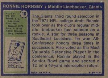 1972 Topps #16 Ronnie Hornsby Back