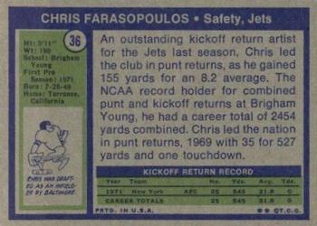 1972 Topps #36 Chris Farasopoulos Back