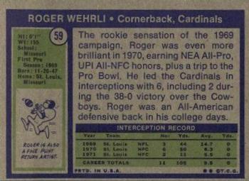 1972 Topps #59 Roger Wehrli Back