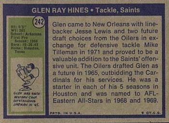 1972 Topps #242 Glen Ray Hines Back