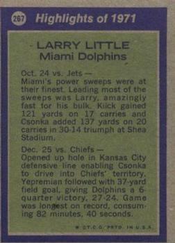 1972 Topps #267 Larry Little Back