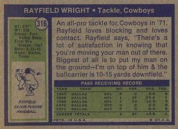 1972 Topps #316 Rayfield Wright Back