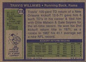 1972 Topps #318 Travis Williams Back