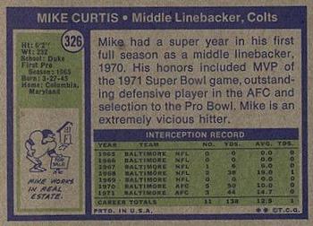 1972 Topps #326 Mike Curtis Back