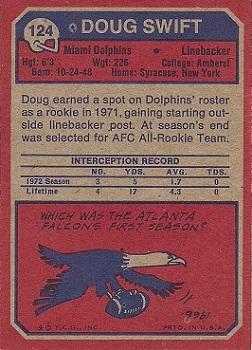 1973 Topps #124 Doug Swift Back