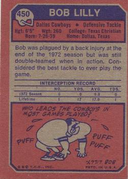 1973 Topps #450 Bob Lilly Back