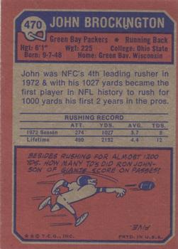 1973 Topps #470 John Brockington Back