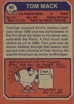 1973 Topps #90 Tom Mack Back