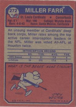 1973 Topps #272 Miller Farr Back