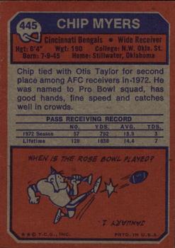 1973 Topps #445 Chip Myers Back