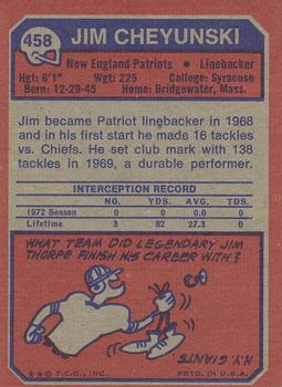 1973 Topps #458 Jim Cheyunski Back