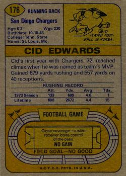 1974 Topps #176 Cid Edwards Back