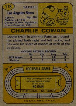 1974 Topps #178 Charlie Cowan Back