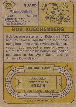 1974 Topps #225 Bob Kuechenberg Back