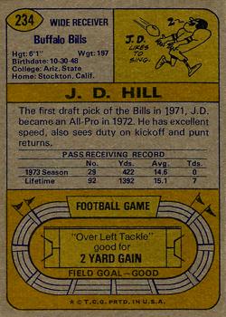 1974 Topps #234 J.D. Hill Back