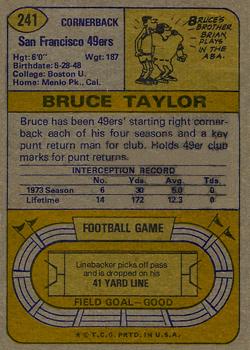 1974 Topps #241 Bruce Taylor Back