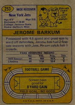 1974 Topps #253 Jerome Barkum Back