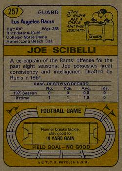 1974 Topps #257 Joe Scibelli Back