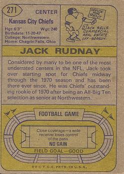 1974 Topps #271 Jack Rudnay Back