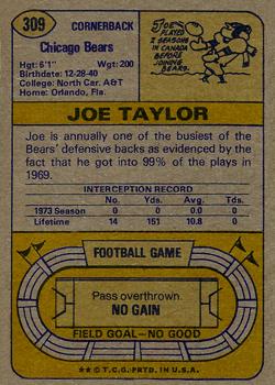 1974 Topps #309 Joe Taylor Back