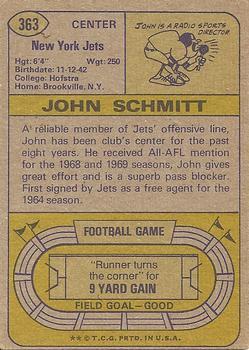 1974 Topps #363 John Schmitt Back