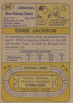 1974 Topps #366 Ernie Jackson Back