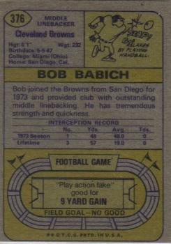1974 Topps #376 Bob Babich Back