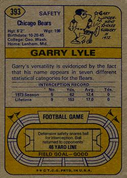 1974 Topps #393 Garry Lyle Back
