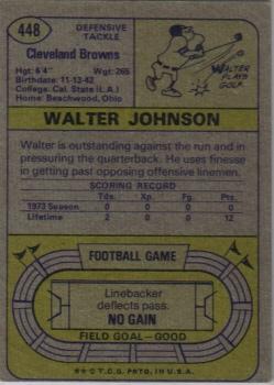 1974 Topps #448 Walter Johnson Back