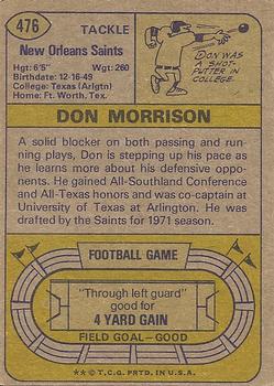 1974 Topps #476 Don Morrison Back