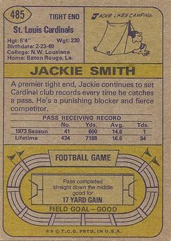 1974 Topps #485 Jackie Smith Back