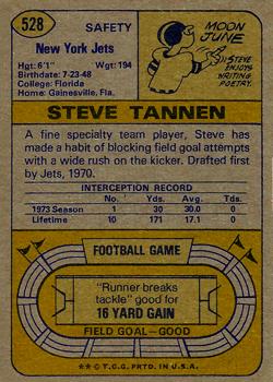 1974 Topps #528 Steve Tannen Back
