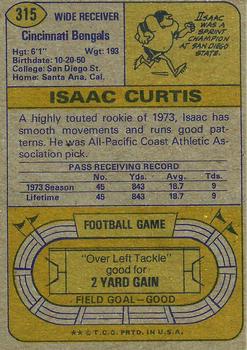 1974 Topps #315 Isaac Curtis Back