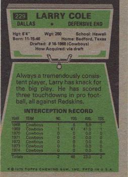 1975 Topps #229 Larry Cole Back