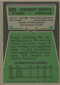 1975 Topps #235 Dwight White Back