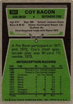 1975 Topps #284 Coy Bacon Back
