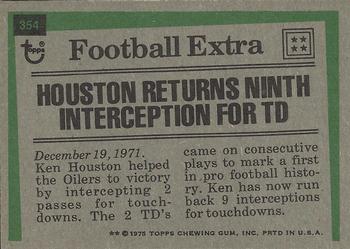 1975 Topps #354 Ken Houston Back