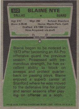 1975 Topps #512 Blaine Nye Back