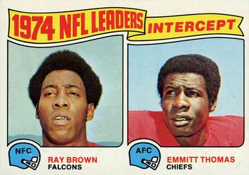 1975 Topps #5 1974 NFL Interception Leaders (Ray Brown / Emmitt Thomas) Front
