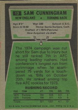 1975 Topps #13 Sam Cunningham Back