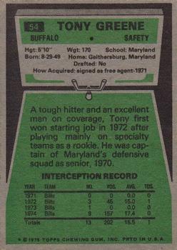 1975 Topps #54 Tony Greene Back