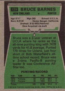 1975 Topps #129 Bruce Barnes Back