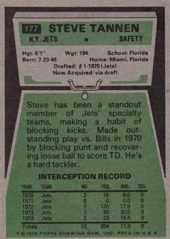 1975 Topps #177 Steve Tannen Back