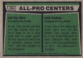 1975 Topps #204 1974 All-Pro Centers (Jeff Van Note / Jack Rudnay) Back
